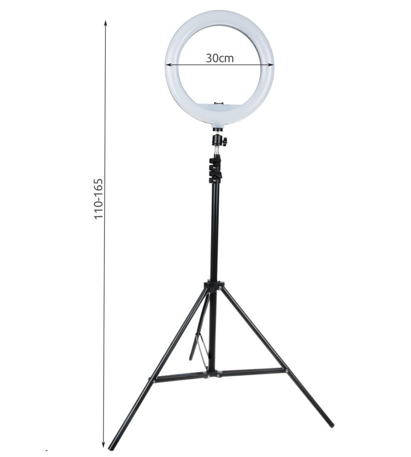 Gredzenveida foto lampa ar statīvu un viedtalruņa turētāju