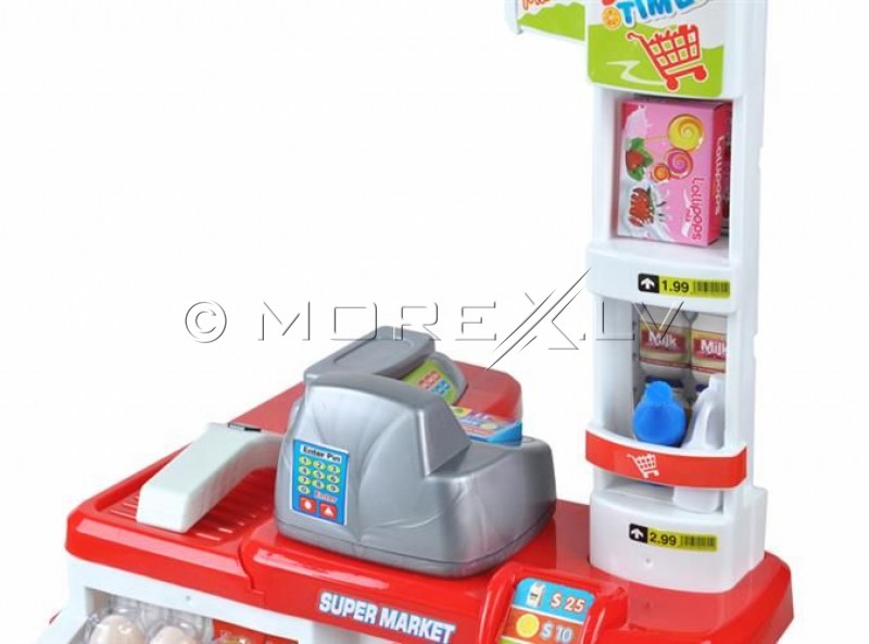 Toy Supermarket with Food and a Basket