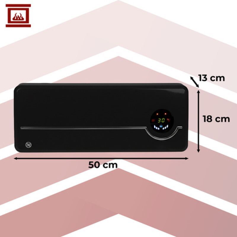 Sienas elektriskais sildītājs 1000W / 2000W ar taimeri, melns