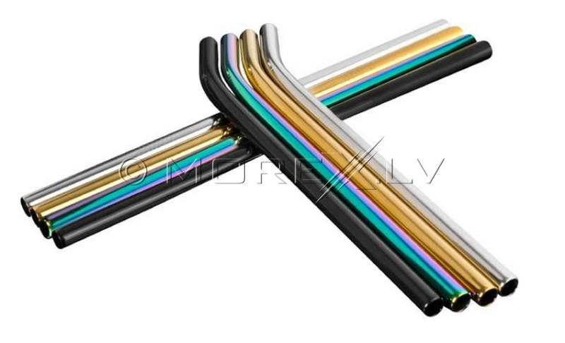 Metal drinking straws, assorted colours (8 pcs)