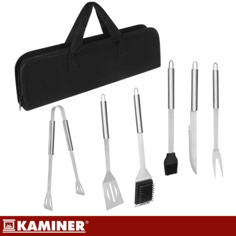 Barbecue utensils - set of 6 accessories + case