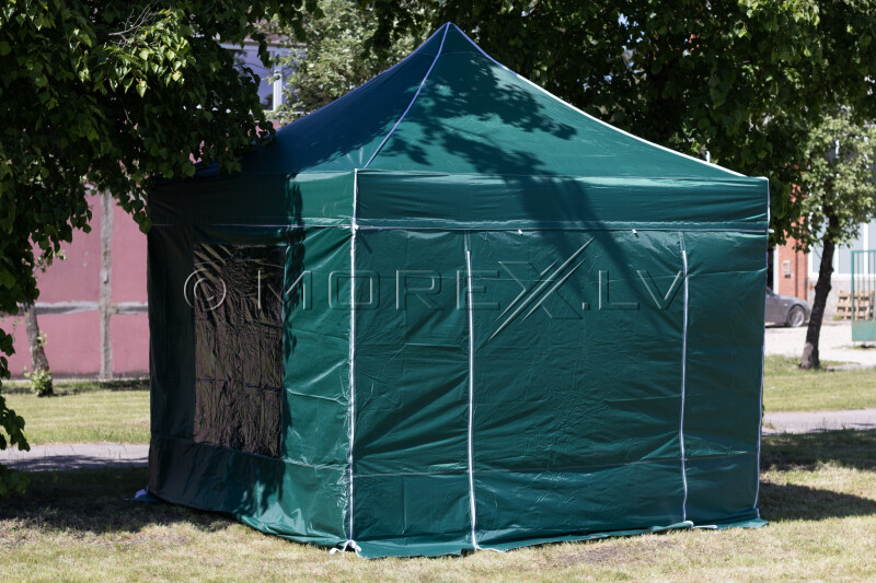 Pop Up Saliekamā nojume 2.92x2.92 m, ar sienām, Zaļa, H sērija, tērauds (tents, paviljons, telts)