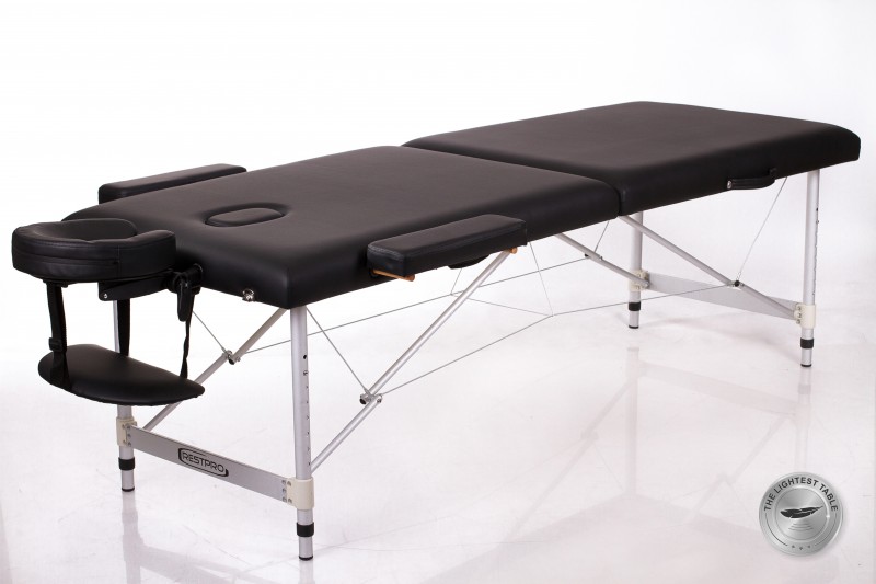RESTPRO® ALU 2 (L) Black portatīvais masāžas galds (kušete)