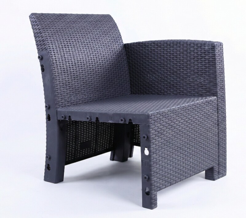 Ротанговое садовое кресло 68 см, серое