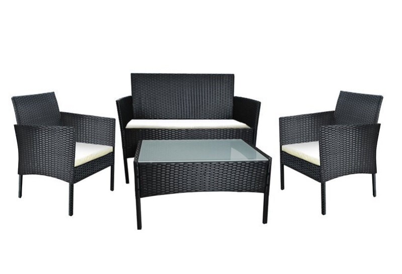 Rattan garden furniture, black