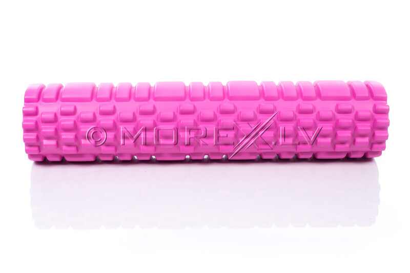 Masāžas jogas pilates putu rullis Yoga Roller 14x62cm, rozā
