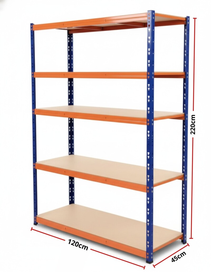 5 līmeņu noliktavas plaukts-stelāža 220x120x45 cm