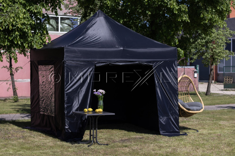 Pop Up Folding tent 3x3 m, with walls and roof, black, X series, aluminum (tent, pavilion, awning)