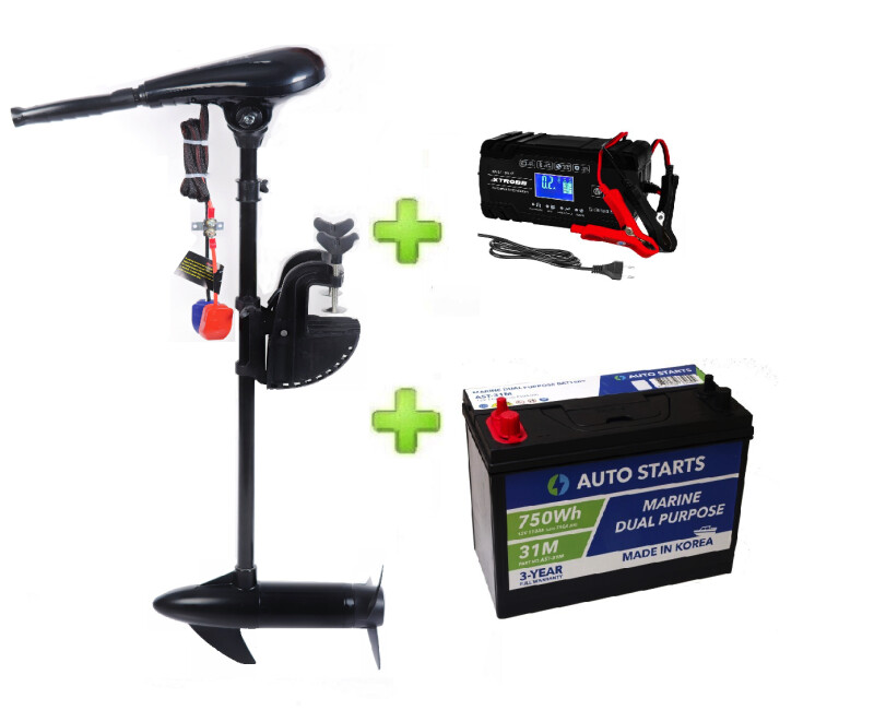 NERAUS NRS 62X + akumulators Marine Dual Purpose Battery 110Ah + XTROBB lādētājs 8A/4A