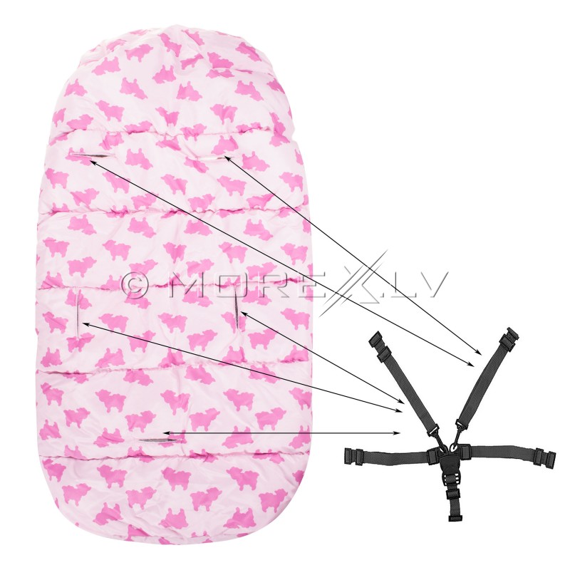 Baby stroller sleeping bag SB007 pink with a print