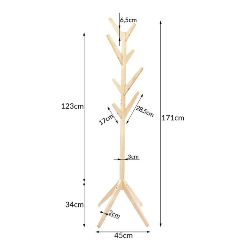 Drēbju pakaramais, statīvs Ø 45 x H 171 cm koka