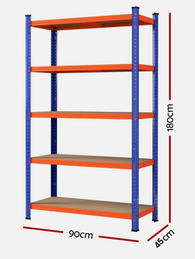 5 līmeņu noliktavas plaukts-stelāža 180x90x45 cm