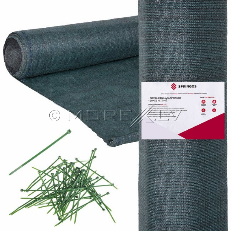 Shading net with plastic tie wraps, 140 g/m²