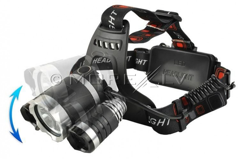 LED headlamp, 4 modes, 3 lamps