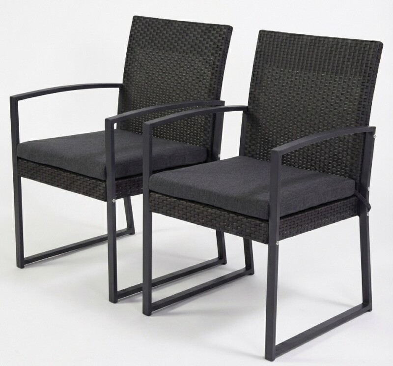Rattan garden chairs 2 pcs, grey