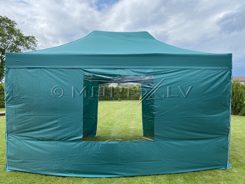 Pop Up Folding tent 3x4.5 m, with walls, Dark green, X series, aluminum (canopy, pavilion, awning)