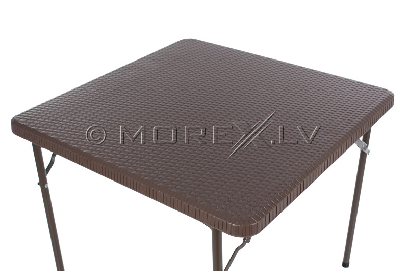 Square plastic folding table with a rattan design 86x86x74 cm