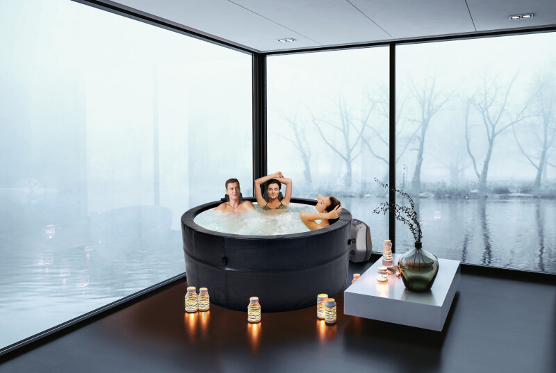 Каркасное джакузи Avenli Spa Osaka Black Leather, 4-6 персон