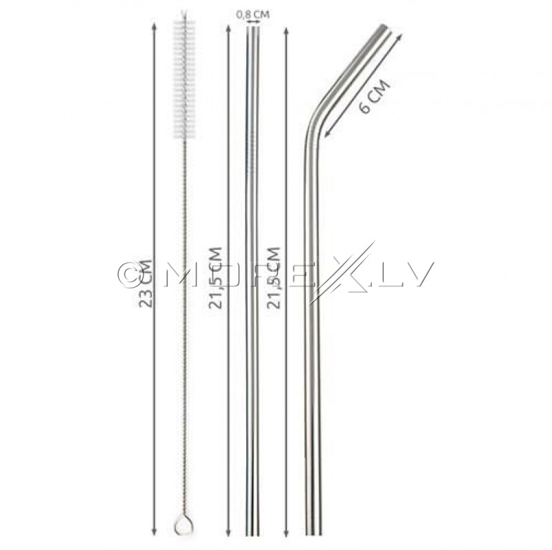Metal drinking straws, assorted colours (8 pcs)