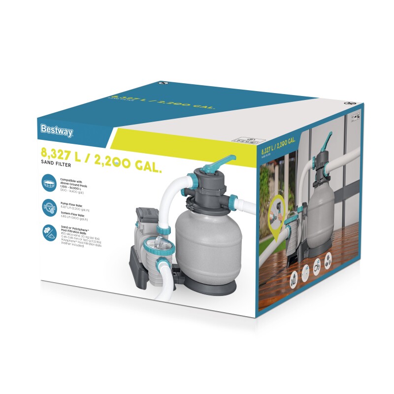 Bestway 58499 baseinu smilšu filtrs un sūknis 8327 L, tvertne 20 kg