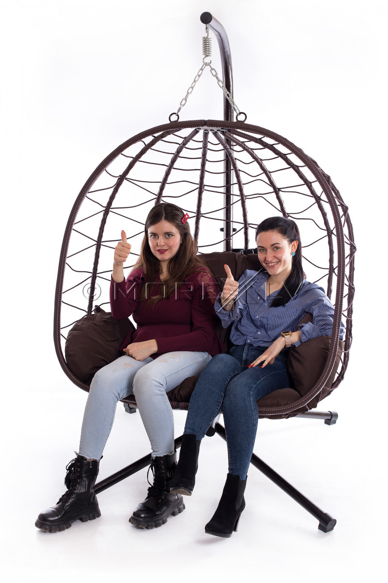 Double hanging egg chair EGG-2, foldable with stand