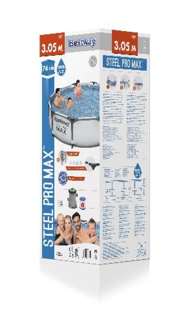 Каркасный бассейн Bestway Steel Pro Max Set 305х76 см, с фильтрующим насосом (56408)