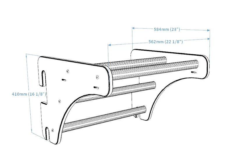 Wooden Swedish ladder RESTPRO® WOOD 230x65 cm with table
