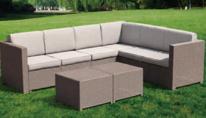 Rattan garden corner sofa set, grey