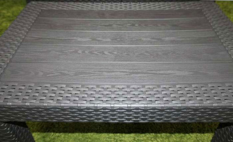 Rattan garden table 70x50x38 cm, grey