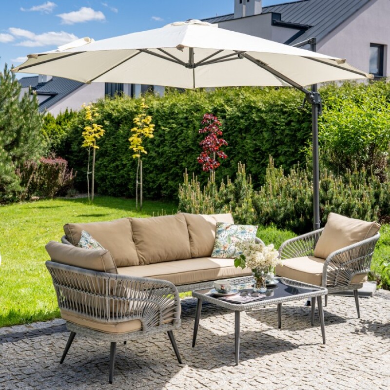 Sun protection umbrella on a stand, 3.5 m, beige