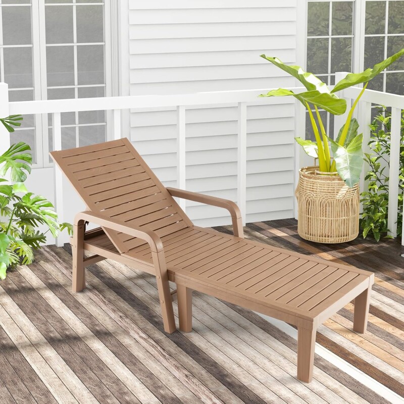 Деревянный садовый лежак, коричневый