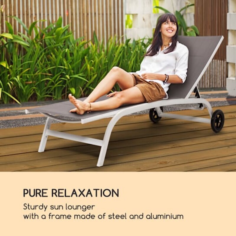 Sun lounger, subbed 188x61x54 cm, dark grey