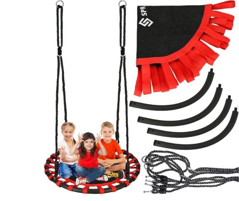 Children's swing Stork nest Ø 110 cm, black-red