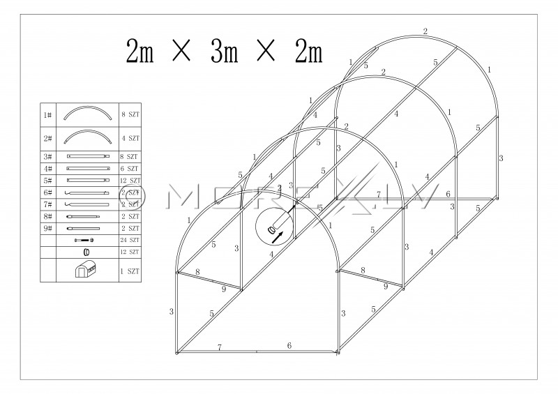 Arch Plastic Film Greenhouse 6m² (2х3m)