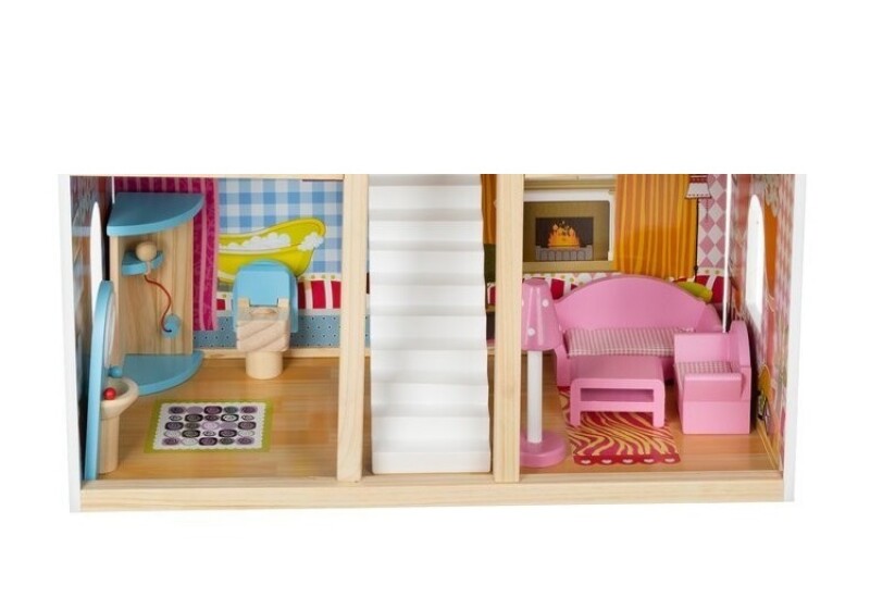 Wooden dollhouse with accessories, 90x59x29 cm