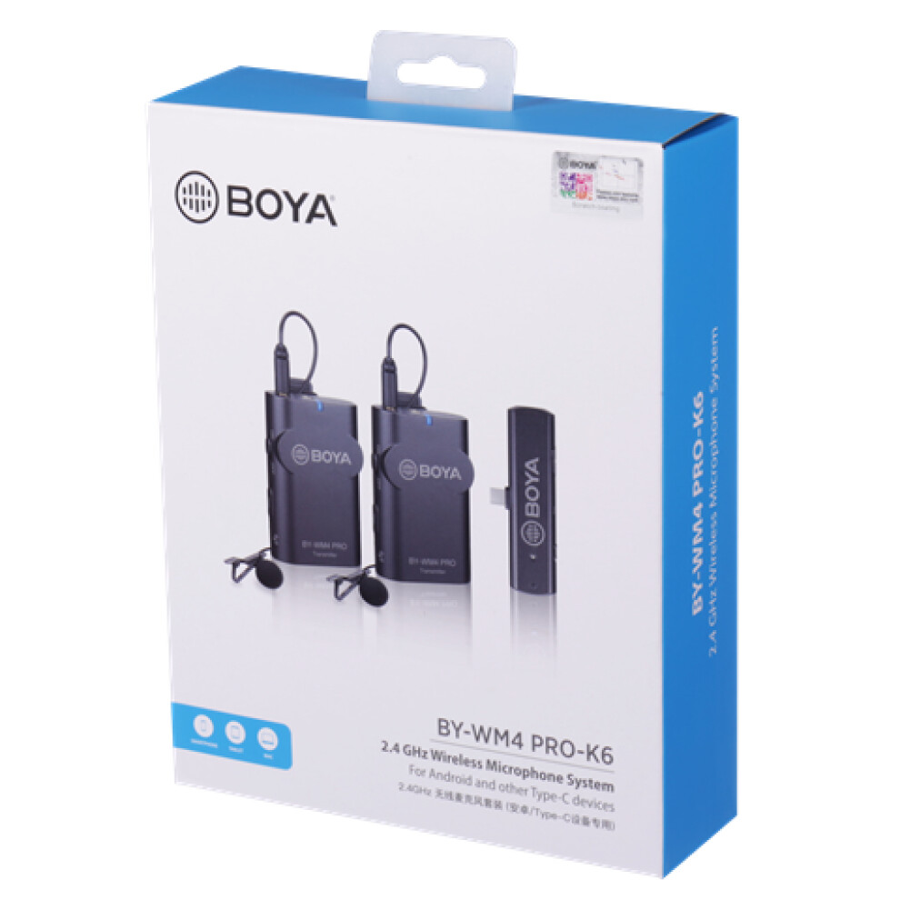 Boya 2.4 GHz Dual Lavalier Microphone Wireless BY-WM4 Pro-K6 for Android