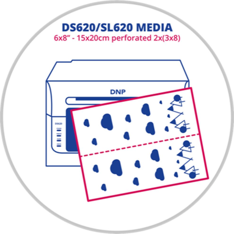 DNP Paper 2 Rolls ? 200 prints. 15x20 Perforated at 7.5x20 cm for DS620