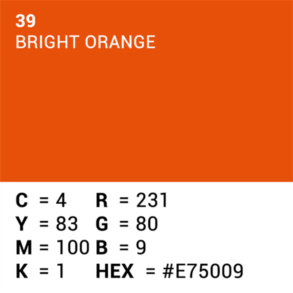 Superior Background Paper 39 Bright Orange 1.35 x 11m
