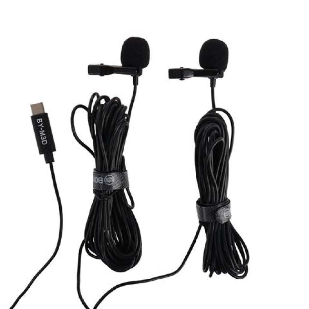 Boya Dual Clip-on Lavalier Microphone BY-M3D for USB-C