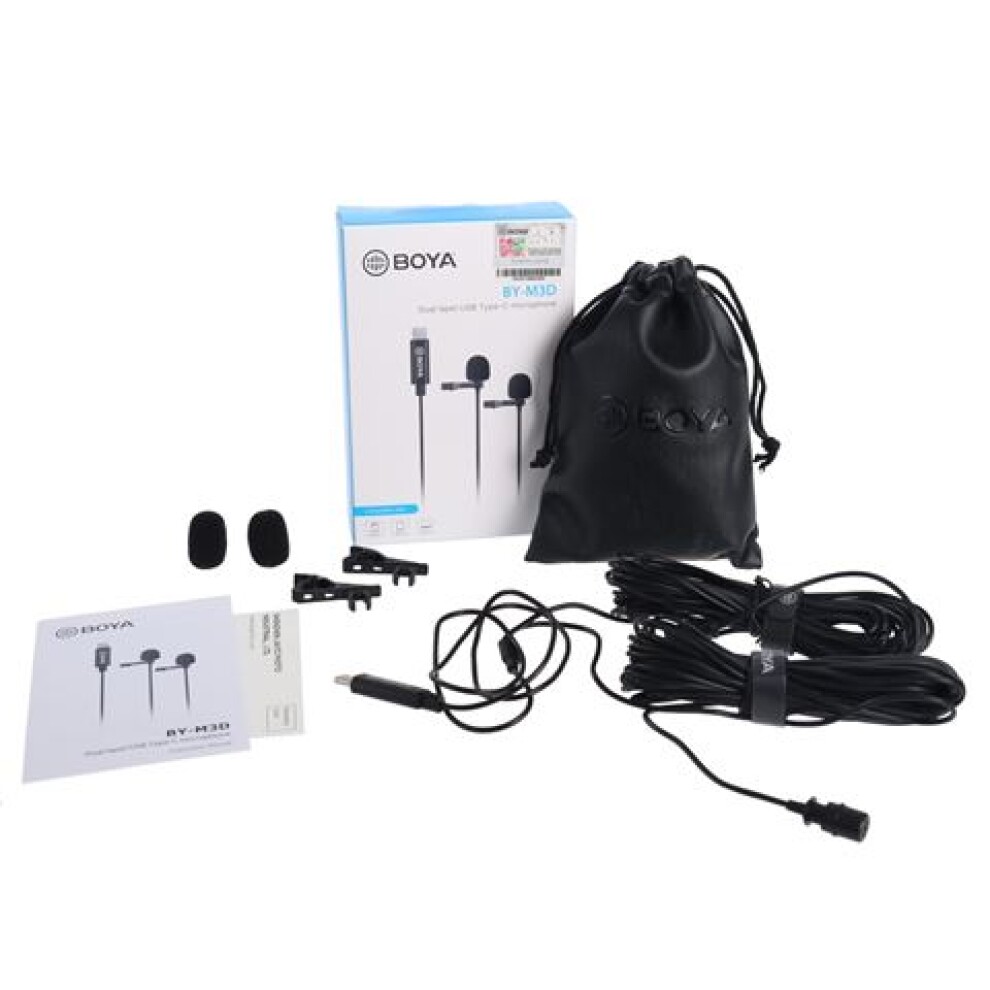 Boya Dual Clip-on Lavalier Microphone BY-M3D for USB-C