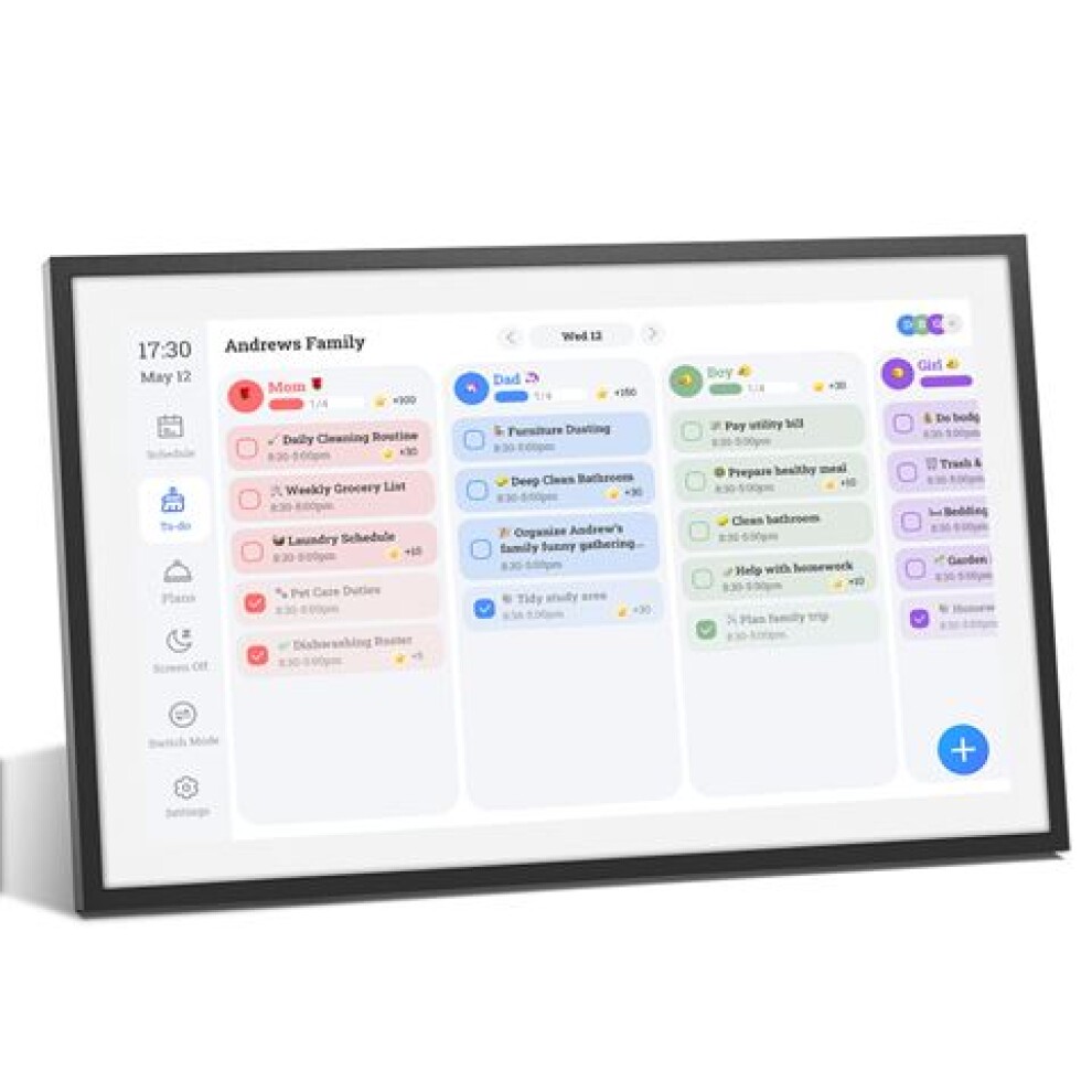 Fotocube 3-in-1 Digital Photo Frame with Calendar PW156-CA Black 15.6 Inch