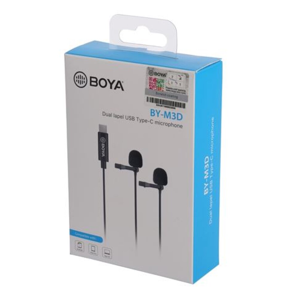 Boya Dual Clip-on Lavalier Microphone BY-M3D for USB-C