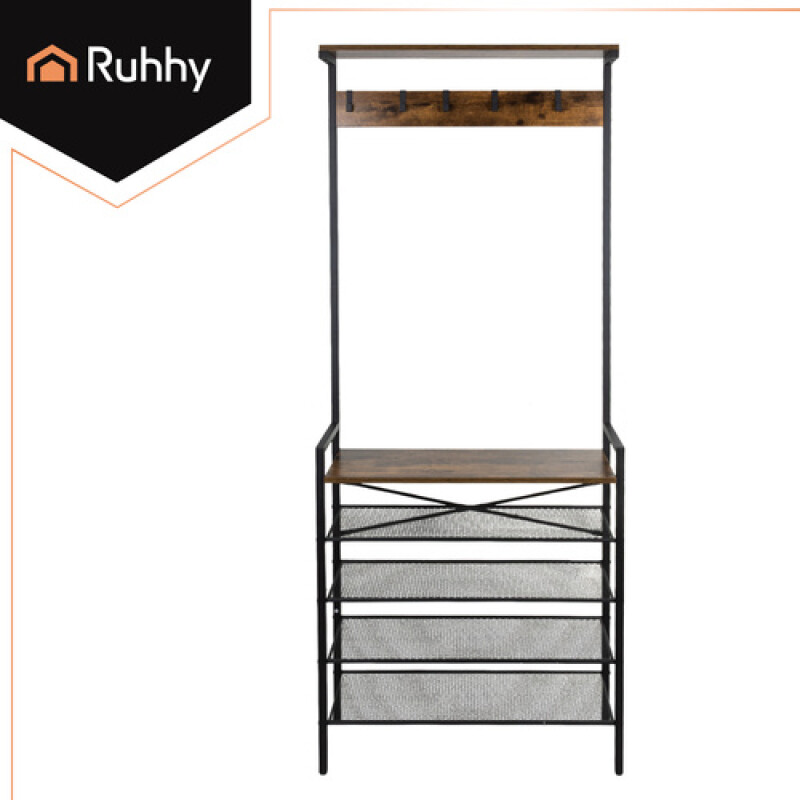 Standing shelf with hanger, 183.5x31.5x68 cm