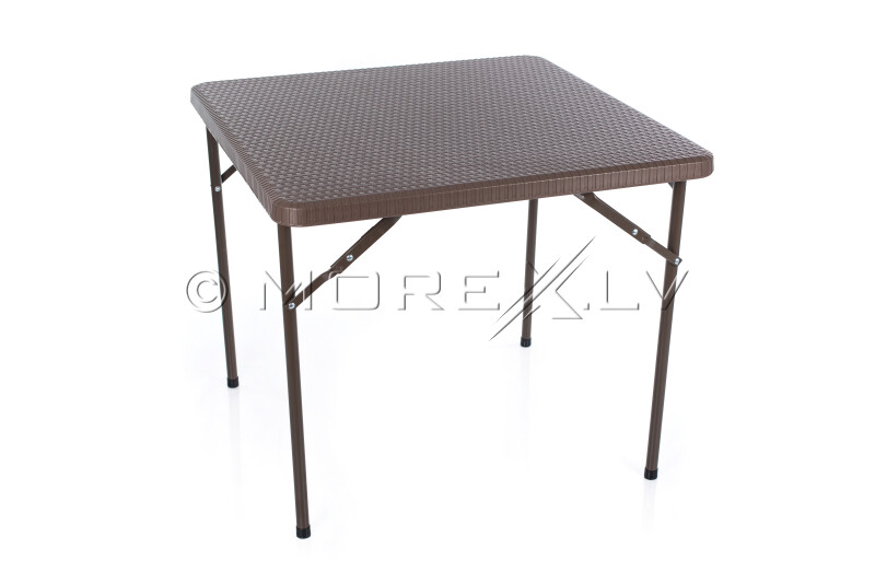 Square plastic folding table with a rattan design 86x86x74 cm