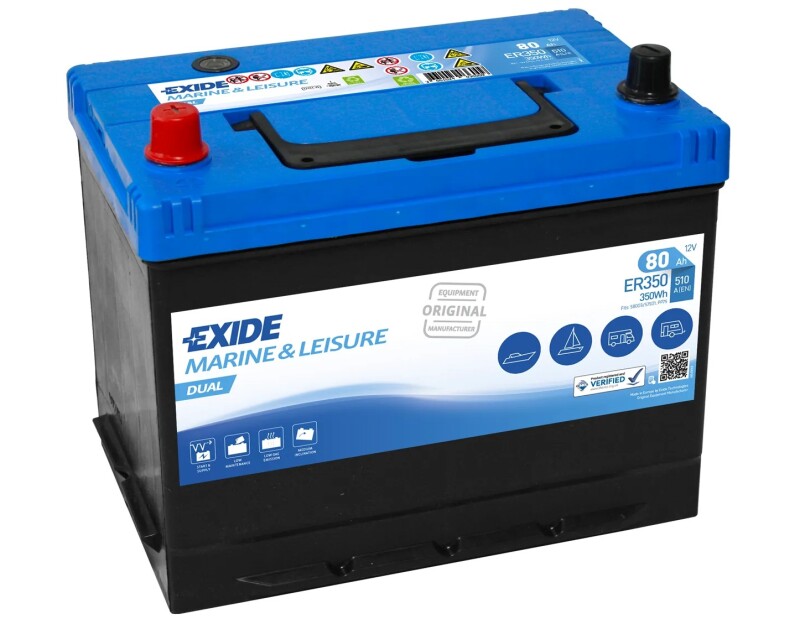 Slodzes laivu akumulators EXIDE Dual ER350 80Ah