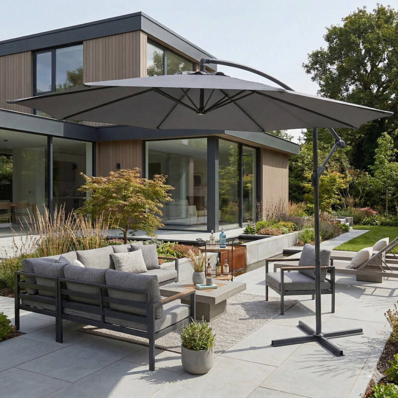 Sun protection umbrella on a stand 3 m, grey