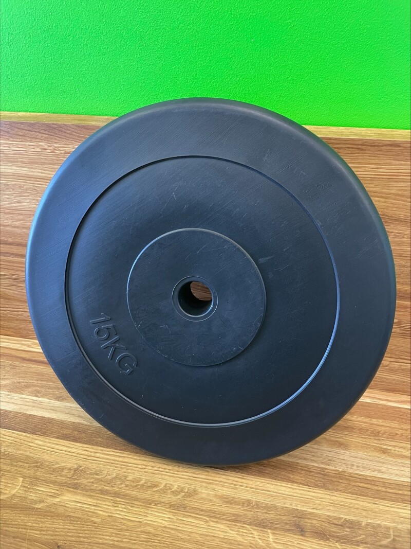 Vinyl weight disk for barbells and dumbbells (plate) 15kg (26,5mm)