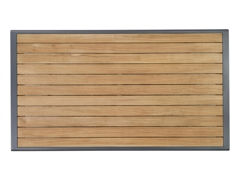 Outdoor dining table with wood texture, 150x80x74 cm