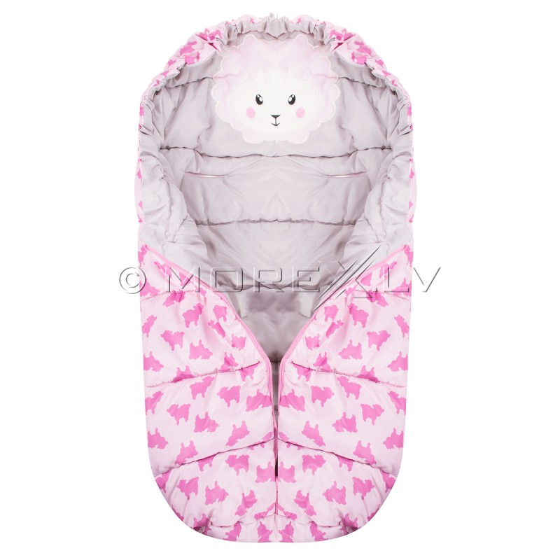 Baby stroller sleeping bag SB007 pink with a print