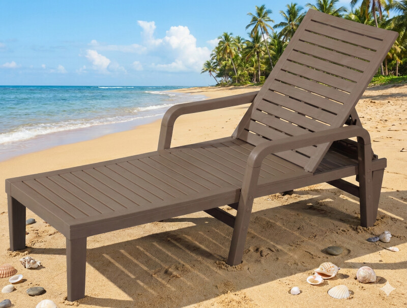 Plastmasas sauļošanas zvilnis (koka imitācija) 183x60 cm, brūns